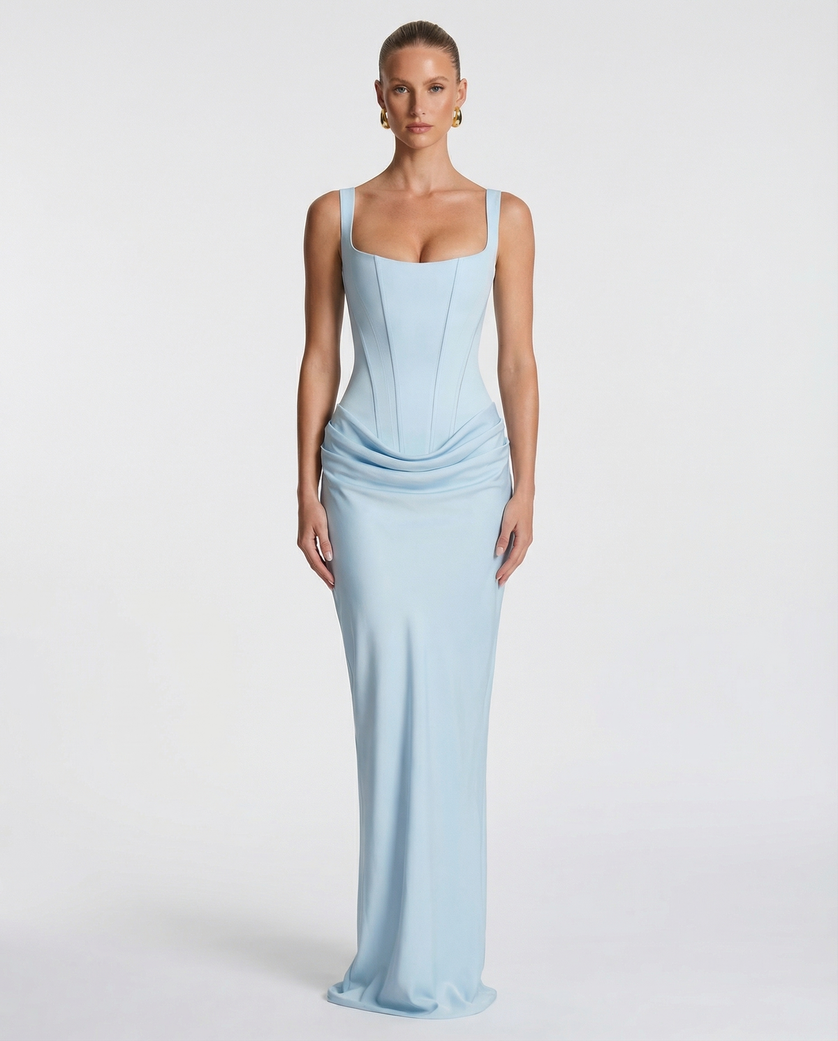 Isabella | Women's Square Neck Draped Waist Maxi Dress