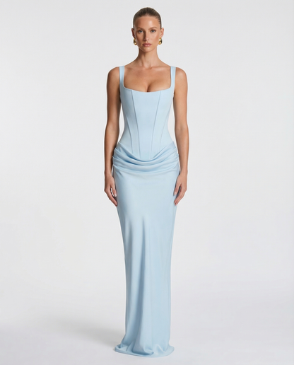 Isabella | Women's Square Neck Draped Waist Maxi Dress