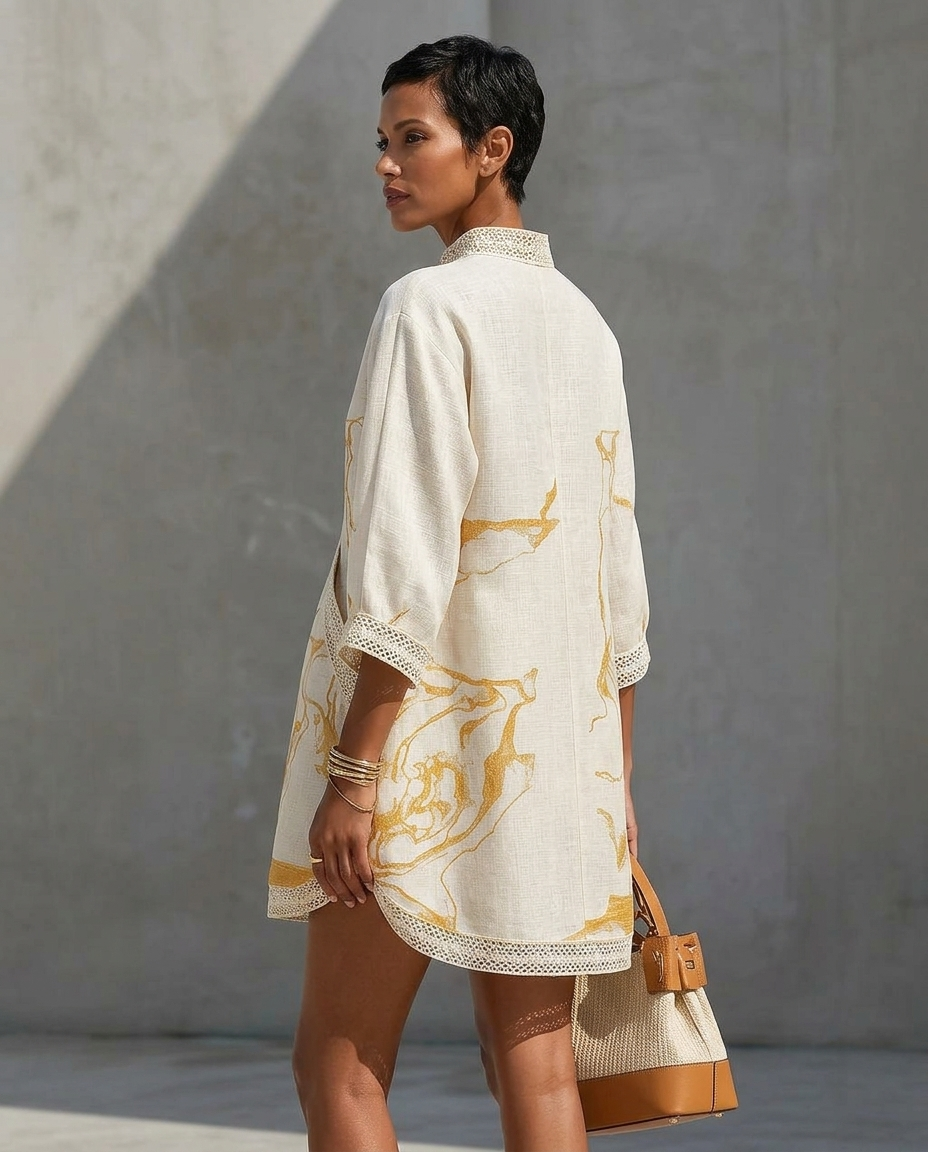Petra | Women's V Neck Printed Mini Dress with Pockets