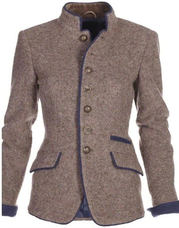 Women's vintage stand-collar two-tone blazer | Marlowe