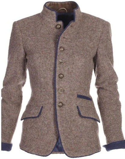 Women's vintage stand-collar two-tone blazer | Marlowe