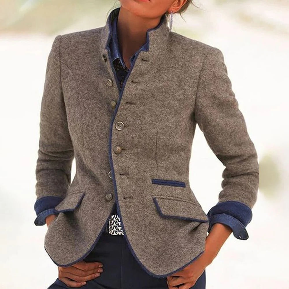 Women's vintage stand-collar two-tone blazer | Marlowe