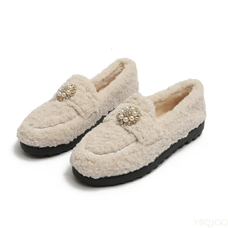 Elegant pearl slip-on loafers for women | Maribel