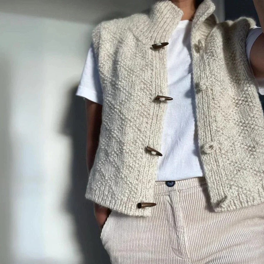 Minimal structured sleeveless layering vest for women | Brielle