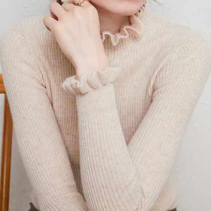 Faith | Women's Cashmere Lettuce Trim Turtleneck
