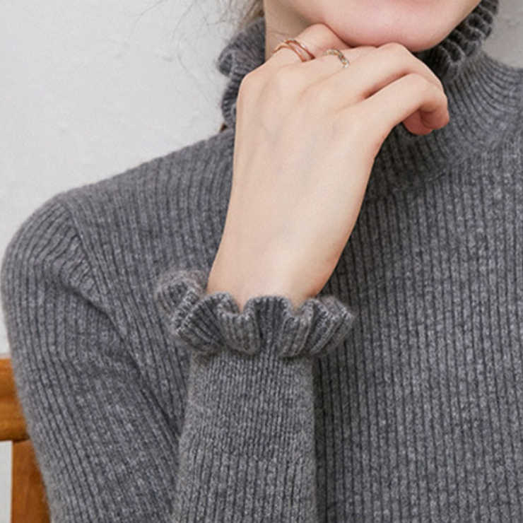 Faith | Women's Cashmere Lettuce Trim Turtleneck