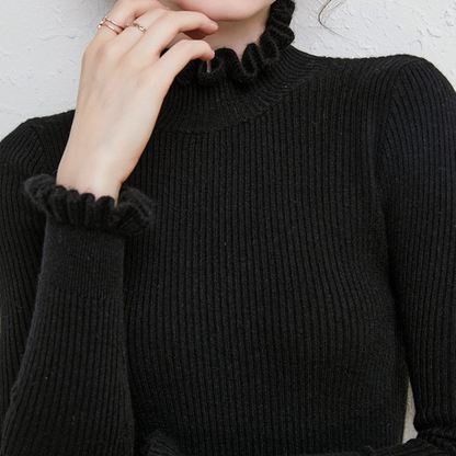 Faith | Women's Cashmere Lettuce Trim Turtleneck