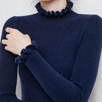 Faith | Women's Cashmere Lettuce Trim Turtleneck