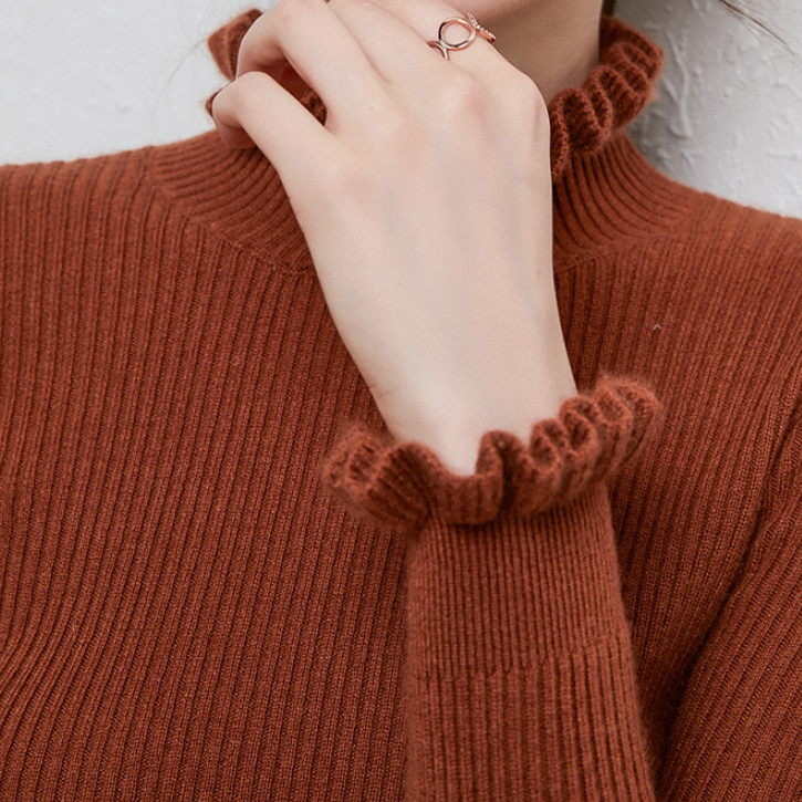 Faith | Women's Cashmere Lettuce Trim Turtleneck