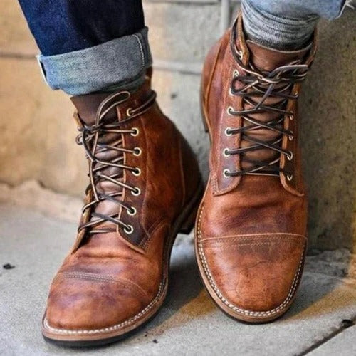 Retro ankle utility boots with adjustable straps for men | Nolan