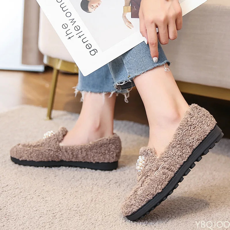 Elegant pearl slip-on loafers for women | Maribel