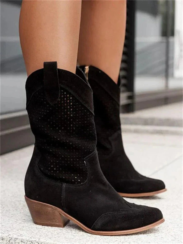 Women’s Mid-Calf Cowboy Boots with Side Zipper | Marlowe