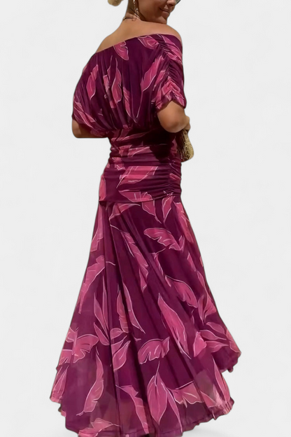 Long floral V-neck maxi dress for women | Vivian