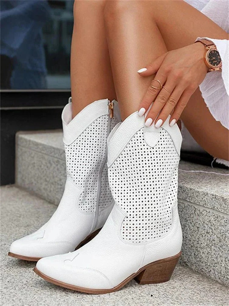 Women’s Mid-Calf Cowboy Boots with Side Zipper | Marlowe