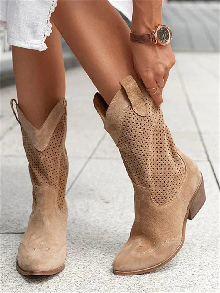 Women’s Mid-Calf Cowboy Boots with Side Zipper | Marlowe