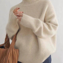 Soft knit turtleneck pullover sweater for women | Elowen