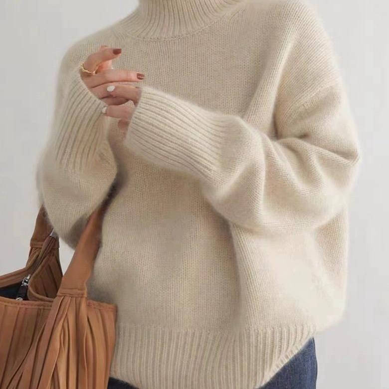 Soft knit turtleneck pullover sweater for women | Elowen