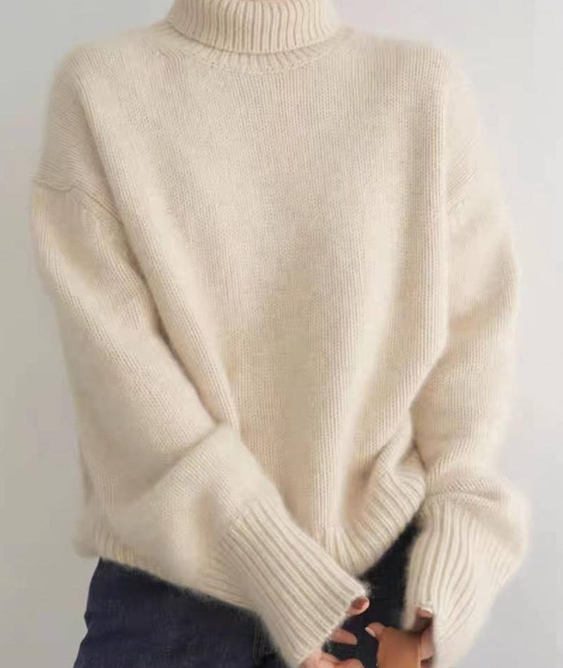 Soft knit turtleneck pullover sweater for women | Elowen