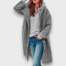 Relaxed Mid-Length Button Coat for Women | Elowen