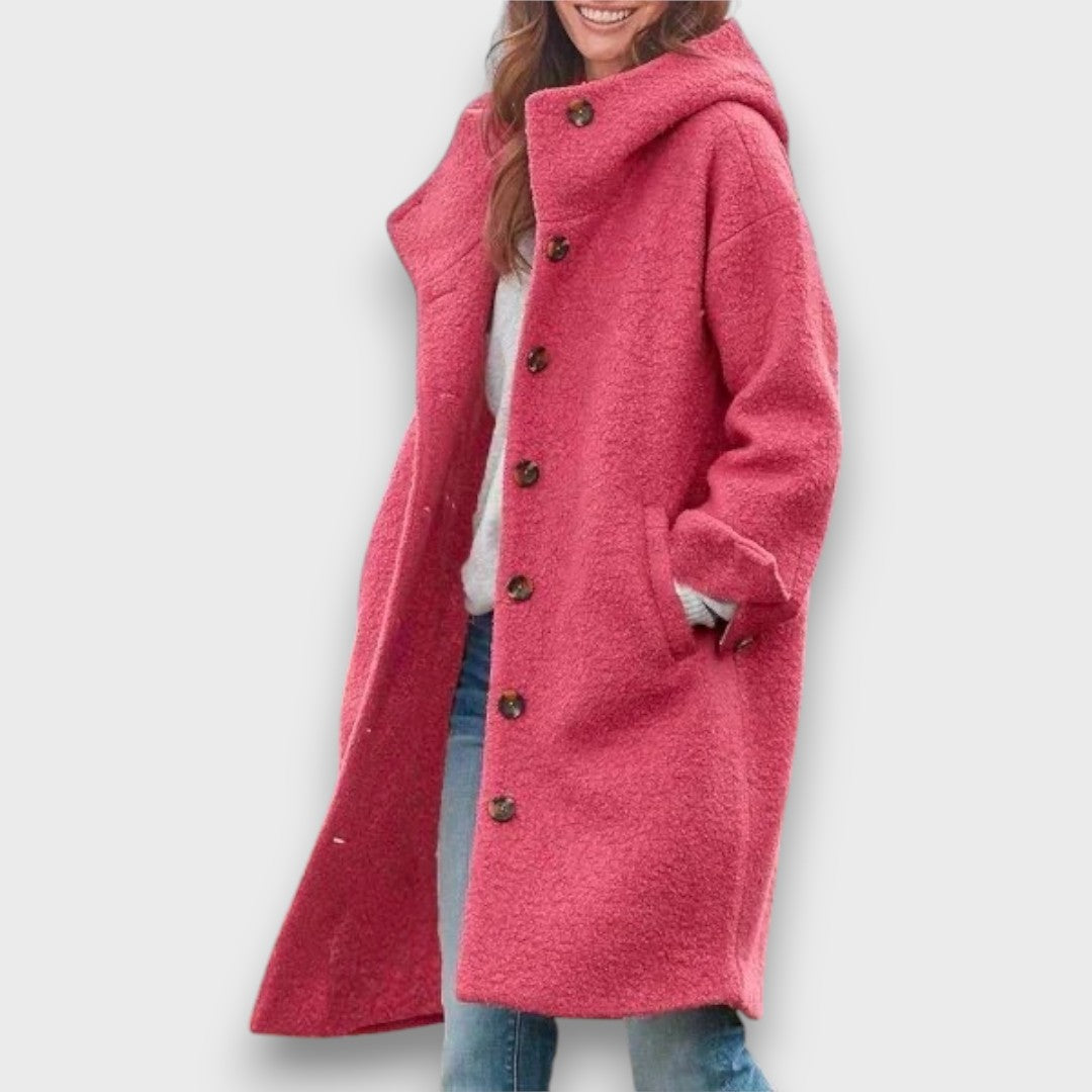 Relaxed Mid-Length Button Coat for Women | Elowen