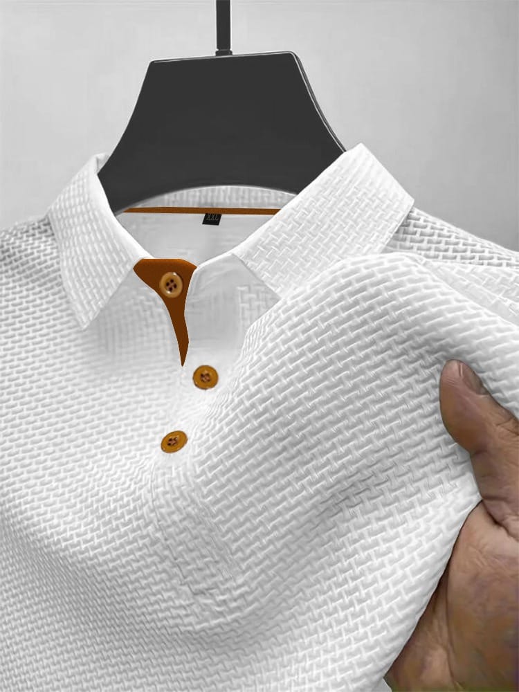 Patrick | Men's Textured Short Sleeve Polo Shirt with Classic Collar