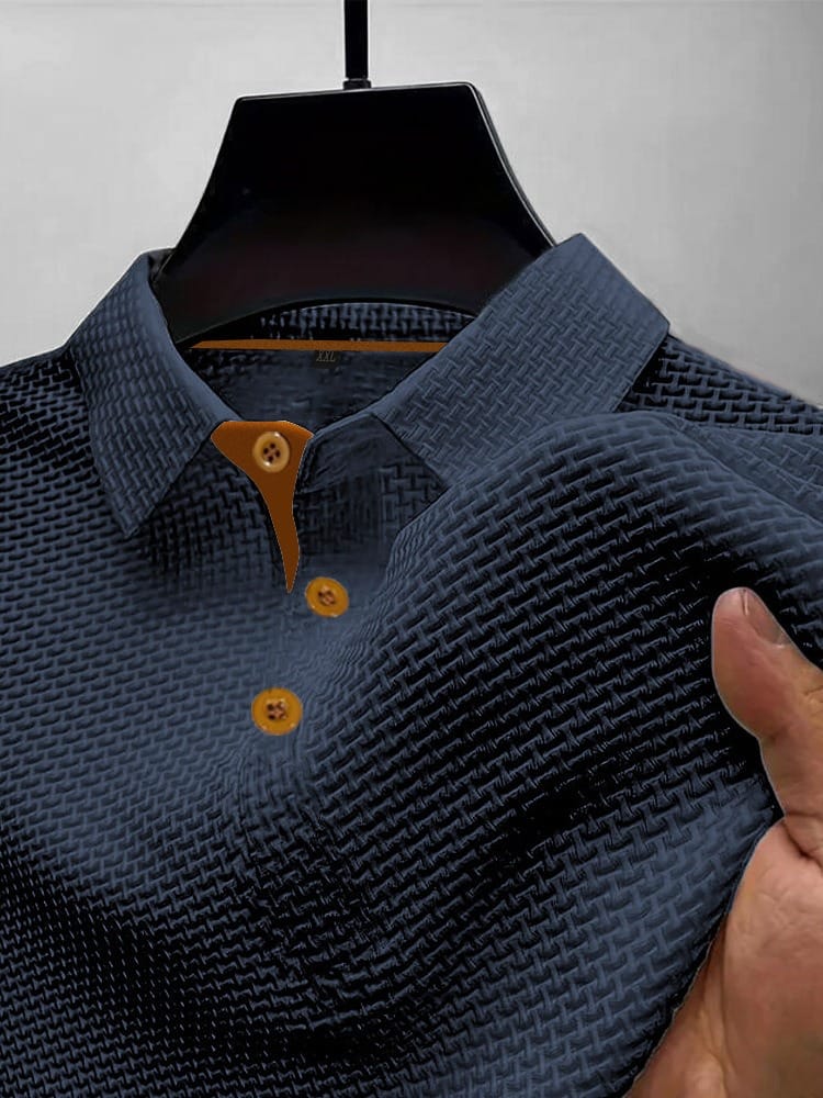 Patrick | Men's Textured Short Sleeve Polo Shirt with Classic Collar