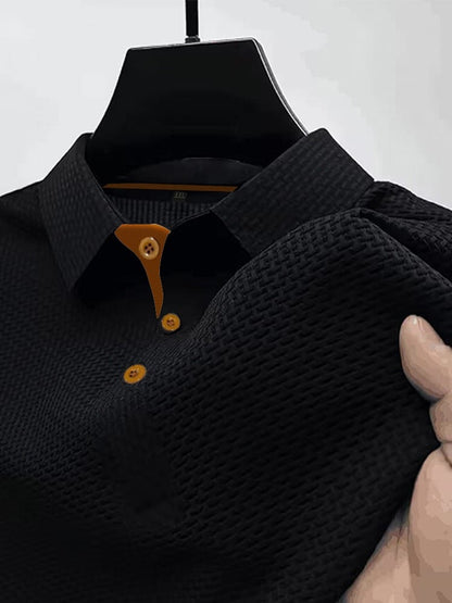 Patrick | Men's Textured Short Sleeve Polo Shirt with Classic Collar