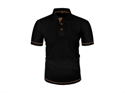 Patrick | Men's Textured Short Sleeve Polo Shirt with Classic Collar