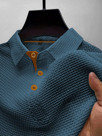 Patrick | Men's Textured Short Sleeve Polo Shirt with Classic Collar