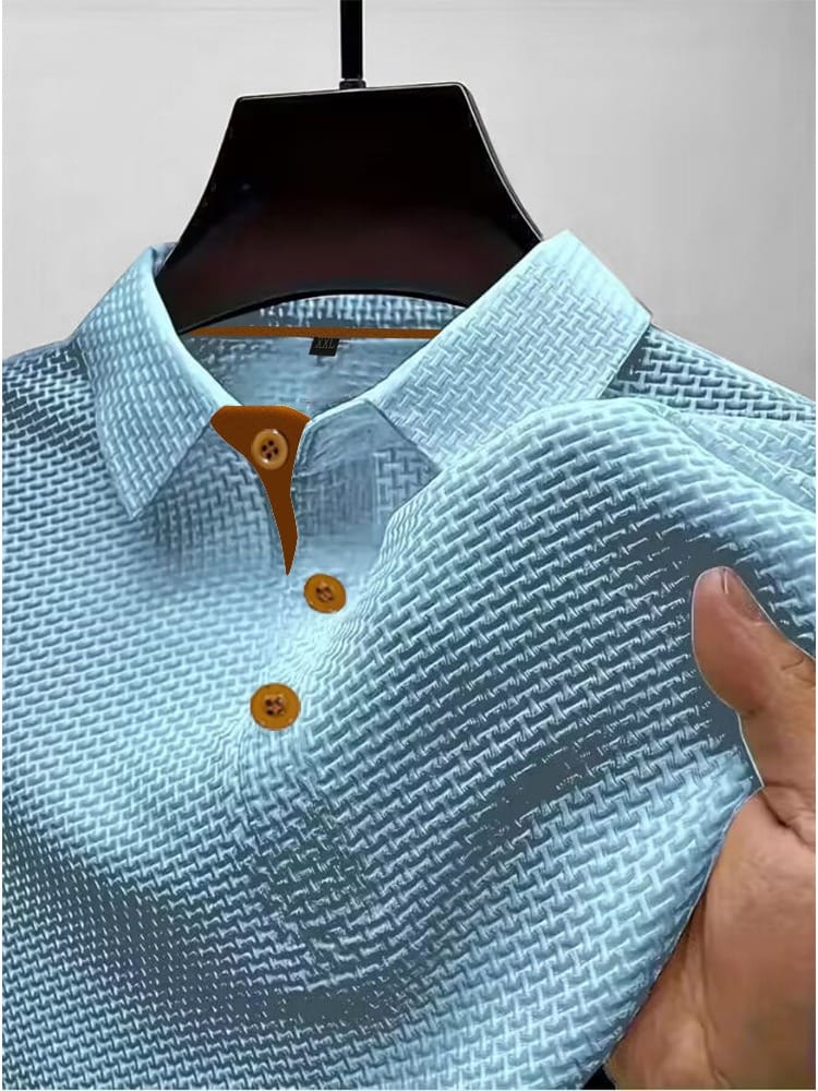 Patrick | Men's Textured Short Sleeve Polo Shirt with Classic Collar