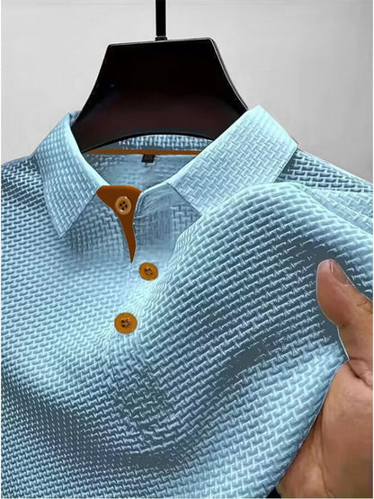Patrick | Men's Textured Short Sleeve Polo Shirt with Classic Collar