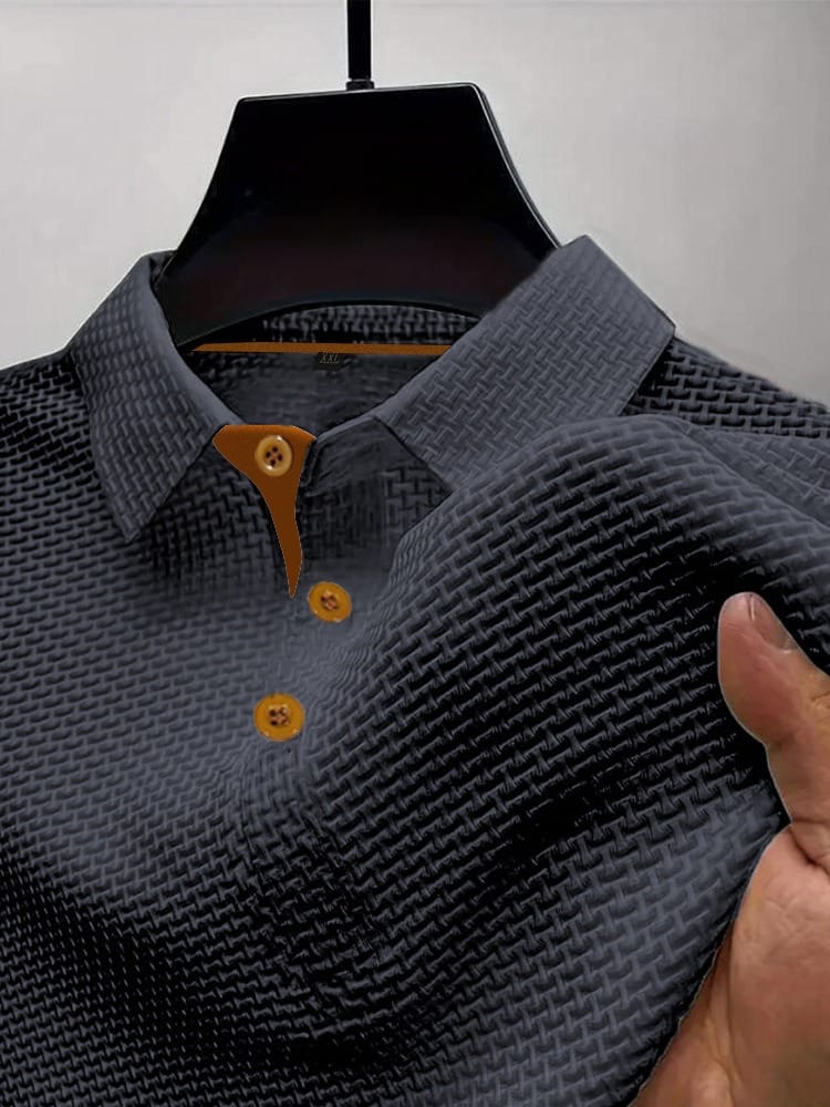 Patrick | Men's Textured Short Sleeve Polo Shirt with Classic Collar