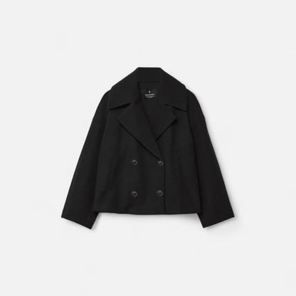 Classic double-breasted wool everyday coat for women