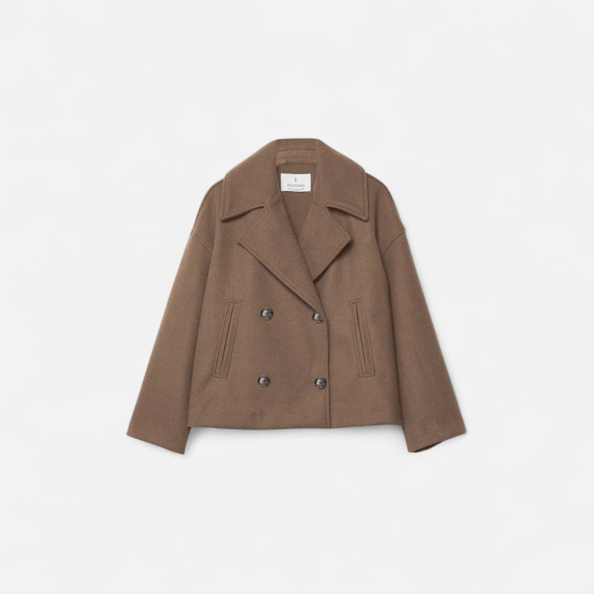 Classic double-breasted wool everyday coat for women