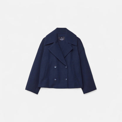 Classic double-breasted wool everyday coat for women