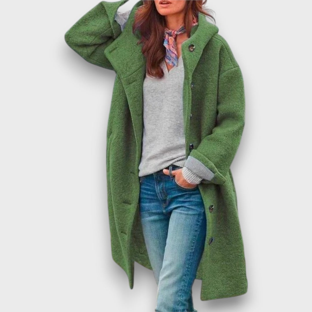 Relaxed Mid-Length Button Coat for Women | Elowen