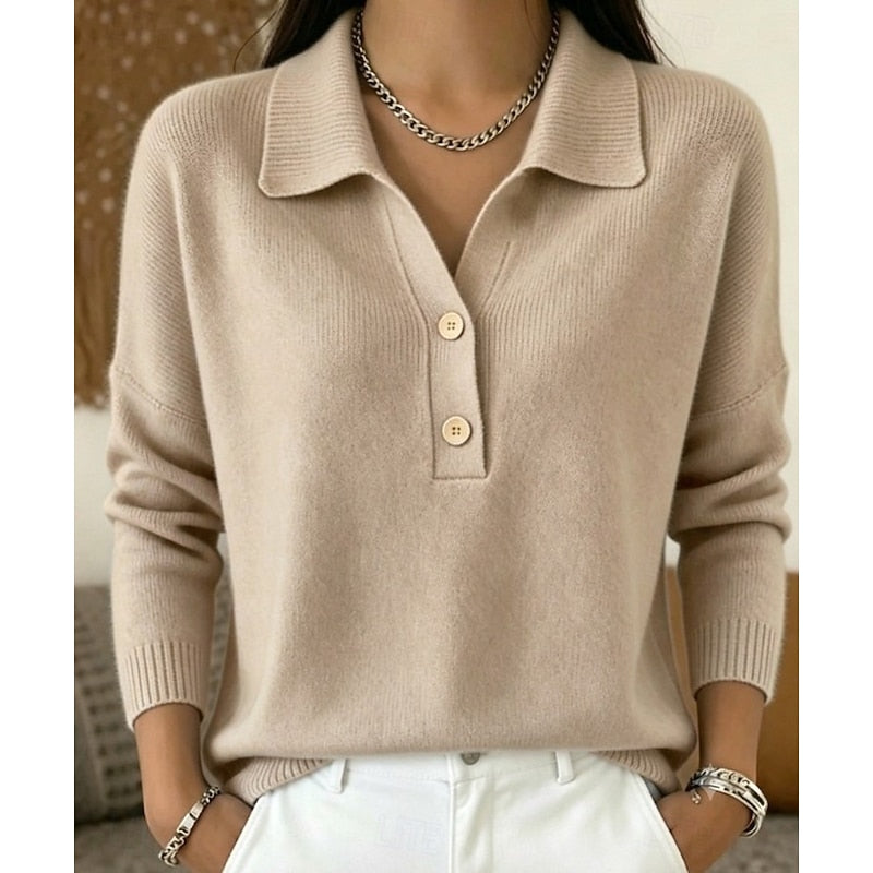 Estella | Women's Collared Button Front Pullover Top with Relaxed Fit