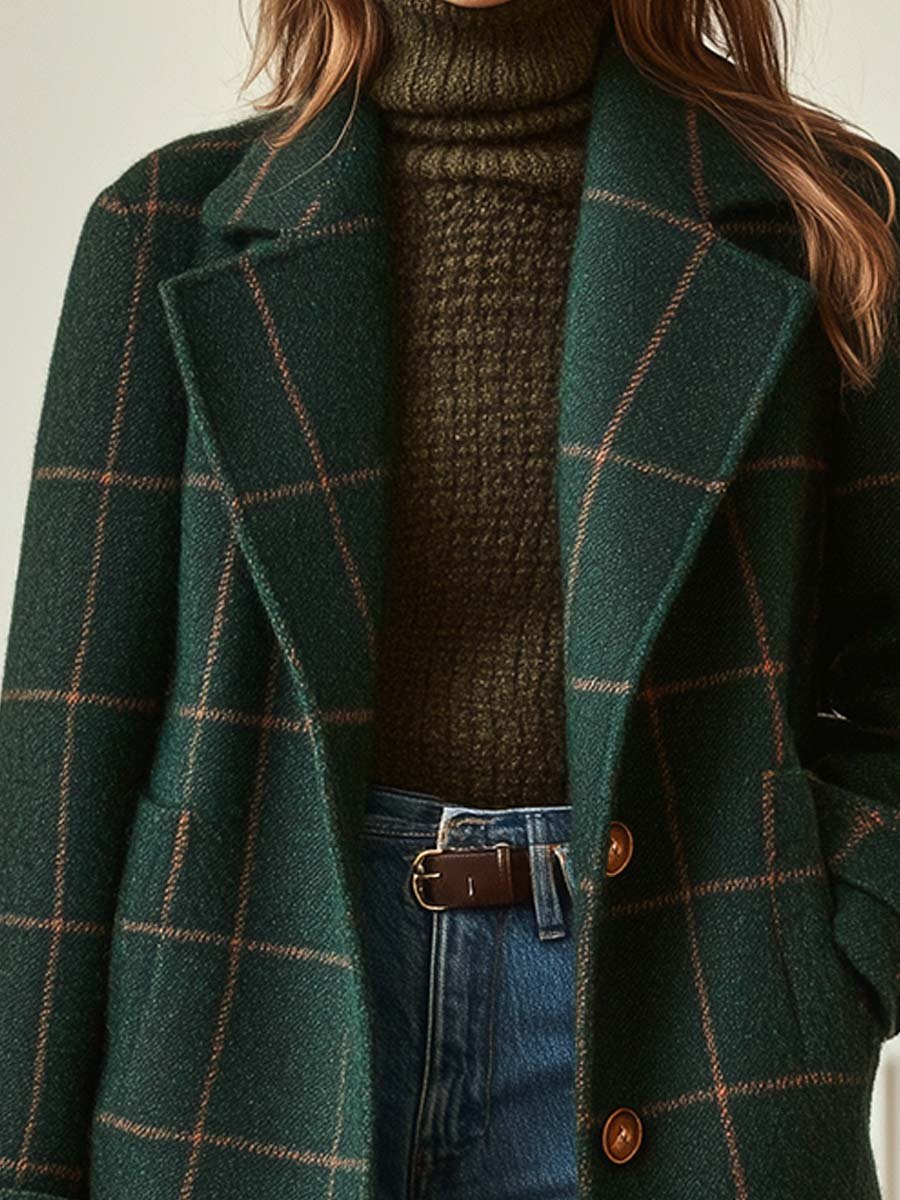 Classic checked everyday winter coat for women | Elena