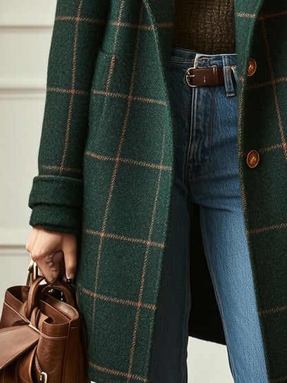 Classic checked everyday winter coat for women | Elena