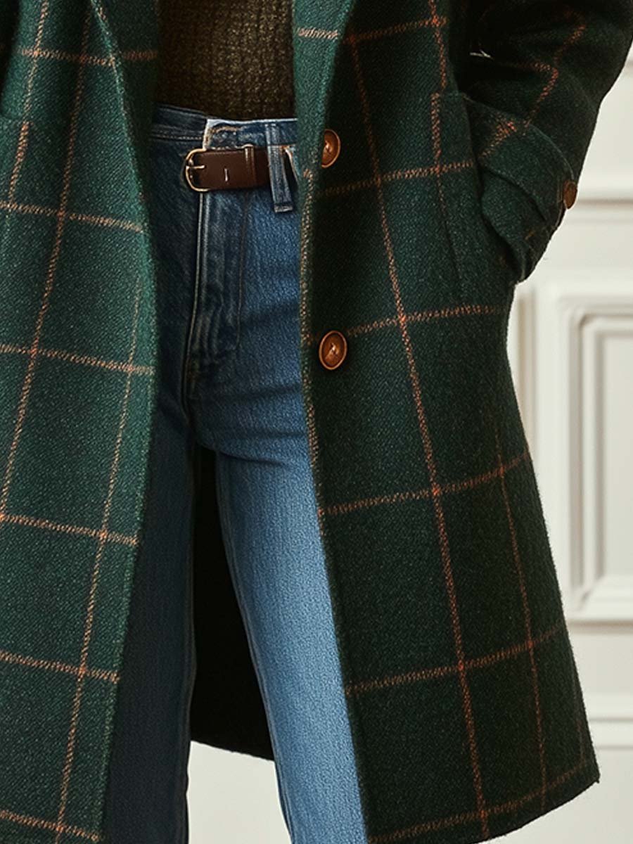 Classic checked everyday winter coat for women | Elena