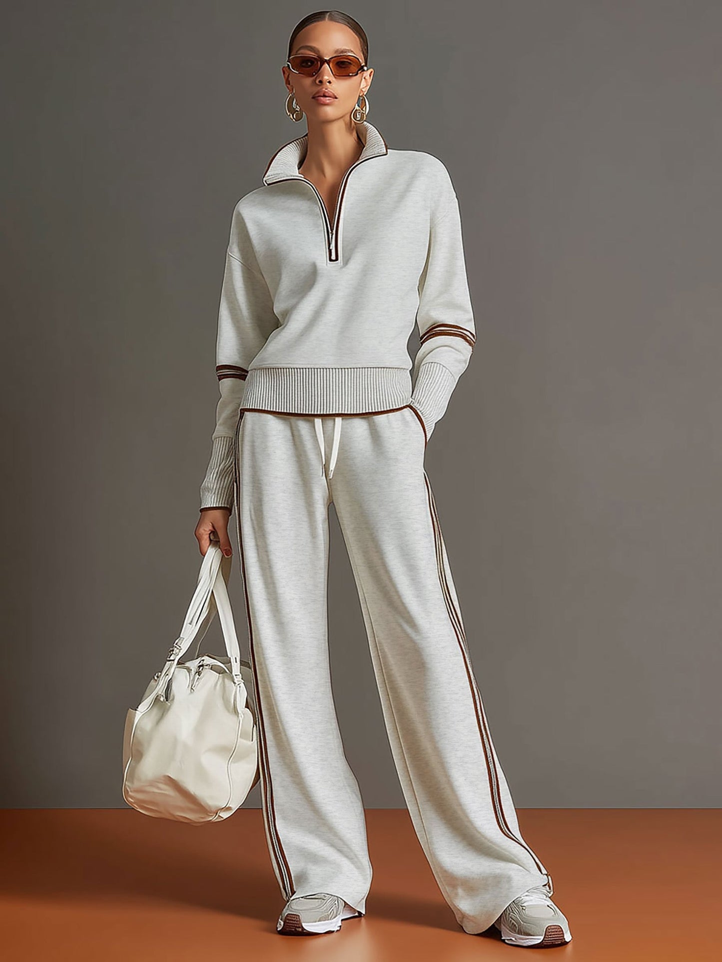 Sport-luxe half-zip co-ord set for women | Zerina