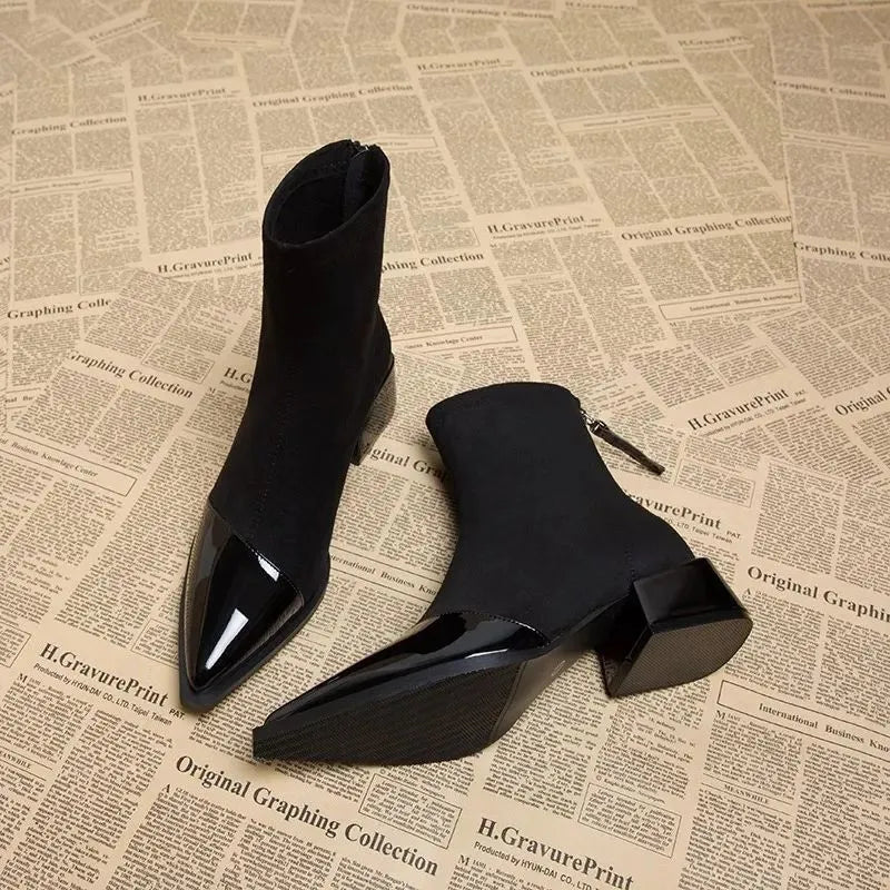 Refined ankle boots with block heel and modern accents for women | Selene