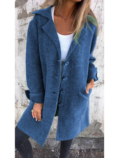 Classic lapel collar button-front coat for women | Tessa