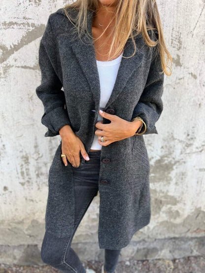 Classic lapel collar button-front coat for women | Tessa