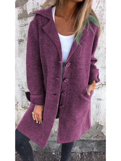 Classic lapel collar button-front coat for women | Tessa