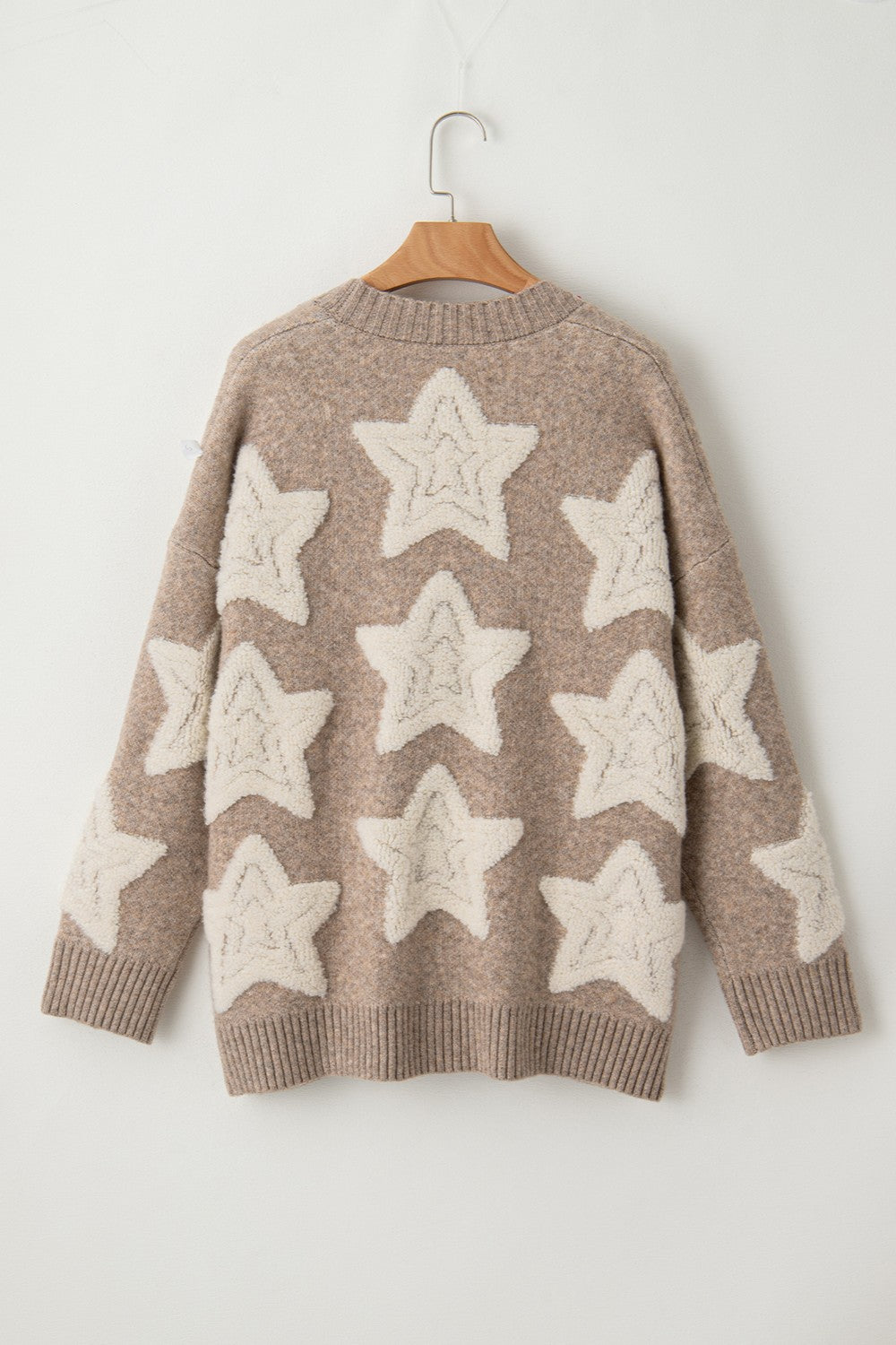 Mariselle | Women's Star Pattern Button Front Long Sleeve Cardigan