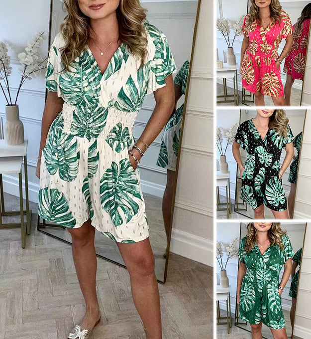 Floral polka dot pocket playful romper for women | Marisela