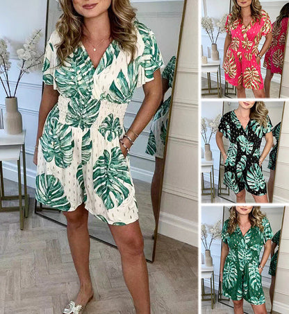 Floral polka dot pocket playful romper for women | Marisela
