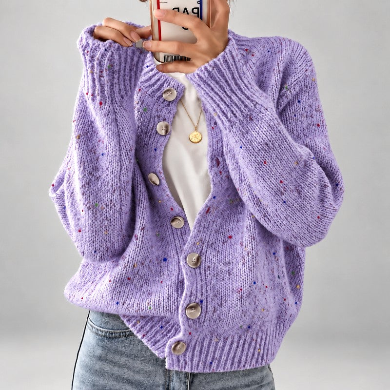Sophie | Women's Speckled Knit Button Cardigan