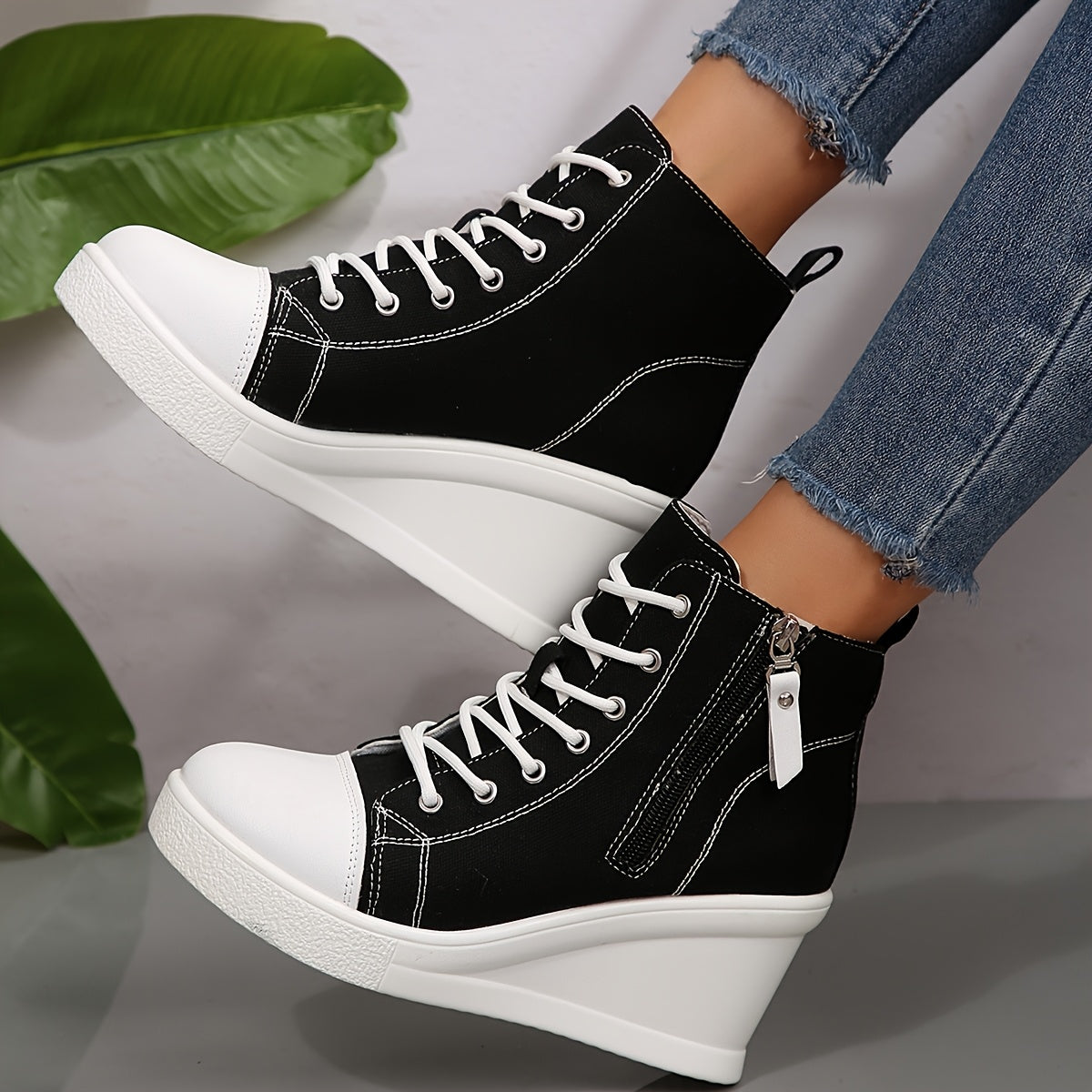 Uptown Canvas Wedge Sneaker | Solara